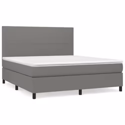 vidaXL Giroletto a Molle con Materasso Grigio Scuro 160x200 cm Tessuto - Vista aggiuntiva 2