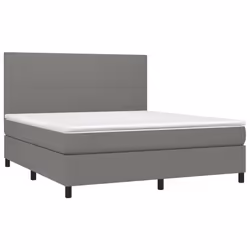 vidaXL Giroletto a Molle con Materasso Grigio Scuro 160x200 cm Tessuto - Vista aggiuntiva 3