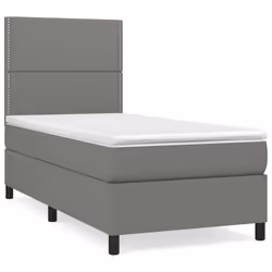 vidaXL Giroletto a Molle con Materasso Grigio Scuro 90x200 cm Tessuto - Vista aggiuntiva 2