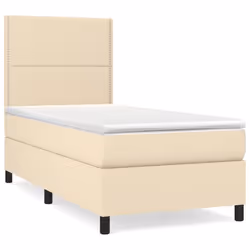 vidaXL Giroletto a Molle con Materasso Crema 90x200 cm inTessuto - Vista aggiuntiva 2