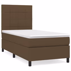 vidaXL Giroletto a Molle con Materasso Marrone Scuro 80x200 cm Tessuto - Vista aggiuntiva 2