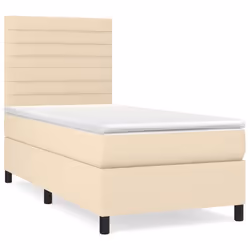 vidaXL Giroletto a Molle con Materasso Crema 80x200 cm inTessuto - Vista aggiuntiva 2