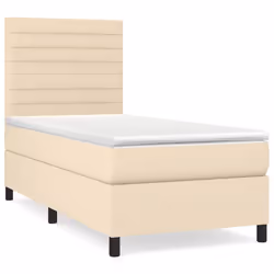 vidaXL Giroletto a Molle con Materasso Crema 90x190 cm in Tessuto - Vista aggiuntiva 2