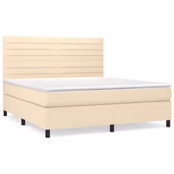 vidaXL Giroletto a Molle con Materasso Crema 160x200 cm in Tessuto - Vista aggiuntiva 2