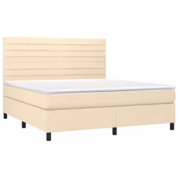 vidaXL Giroletto a Molle con Materasso Crema 160x200 cm in Tessuto - Vista aggiuntiva 3