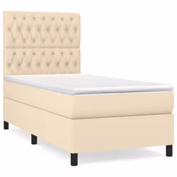 vidaXL Giroletto a Molle con Materasso Crema 90x190 cm in Tessuto - Vista aggiuntiva 2