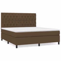 vidaXL Giroletto a Molle con Materasso Marrone Scuro 160x200cm Tessuto - Vista aggiuntiva 2