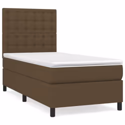 vidaXL Giroletto a Molle con Materasso Marrone Scuro 80x200 cm Tessuto - Vista aggiuntiva 2