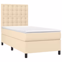 vidaXL Giroletto a Molle con Materasso Crema 90x190 cm in Tessuto - Vista aggiuntiva 3