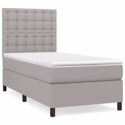 vidaXL Giroletto a Molle con Materasso Grigio Chiaro 90x200 cm Tessuto - Vista aggiuntiva 2