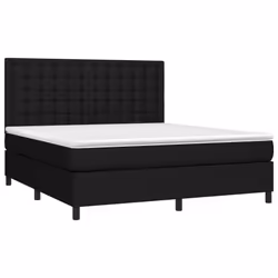vidaXL Giroletto a Molle con Materasso Nero 160x200 cm in Tessuto - Vista aggiuntiva 3