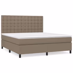 vidaXL Giroletto a Molle con Materasso Tortora 160x200 cm in Tessuto - Vista aggiuntiva 2