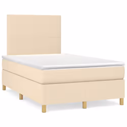 vidaXL Giroletto a Molle con Materasso Crema 120x200 cm in Tessuto - Vista aggiuntiva 2