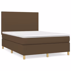 vidaXL Giroletto a Molle con Materasso Marrone Scuro 140x190cm Tessuto - Vista aggiuntiva 2
