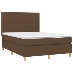 vidaXL Giroletto a Molle con Materasso Marrone Scuro 140x190cm Tessuto - Vista aggiuntiva 3