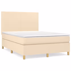 vidaXL Giroletto a Molle con Materasso Crema 140x200 cm in Tessuto - Vista aggiuntiva 2