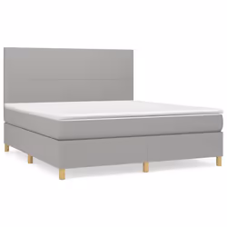 vidaXL Giroletto a Molle con Materasso Grigio Chiaro160x200 cm Tessuto - Vista aggiuntiva 2