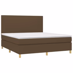 vidaXL Giroletto a Molle con Materasso Marrone Scuro 160x200cm Tessuto - Vista aggiuntiva 3