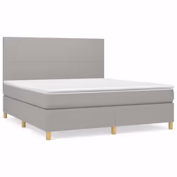 vidaXL Giroletto a Molle con Materasso Grigio Chiaro180x200 cm Tessuto - Vista aggiuntiva 2