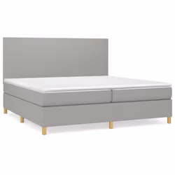 vidaXL Giroletto a Molle con Materasso Grigio Chiaro 200x200cm Tessuto - Vista aggiuntiva 2