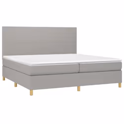 vidaXL Giroletto a Molle con Materasso Grigio Chiaro 200x200cm Tessuto - Vista aggiuntiva 3