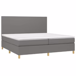 vidaXL Giroletto a Molle con Materasso Grigio Scuro 200x200 cm Tessuto - Vista aggiuntiva 3