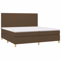vidaXL Giroletto a Molle con Materasso Marrone Scuro 200x200cm Tessuto - Vista aggiuntiva 3