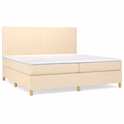 vidaXL Giroletto a Molle con Materasso Crema 200x200 cm in Tessuto - Vista aggiuntiva 2