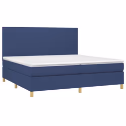 vidaXL Giroletto a Molle con Materasso Blu 200x200 cm in Tessuto - Vista aggiuntiva 3