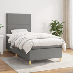 vidaXL Giroletto a Molle con Materasso Grigio Scuro 90x190 cm Tessuto