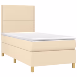 vidaXL Giroletto a Molle con Materasso Crema 90x190 cm in Tessuto - Vista aggiuntiva 3