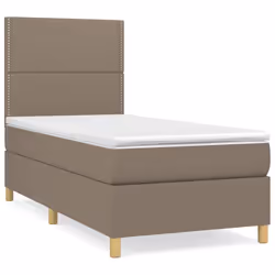 vidaXL Giroletto a Molle con Materasso Tortora 90x200 cm inTessuto - Vista aggiuntiva 2