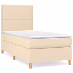 vidaXL Giroletto a Molle con Materasso Crema 90x200 cm inTessuto - Vista aggiuntiva 2