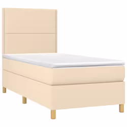 vidaXL Giroletto a Molle con Materasso Crema 90x200 cm inTessuto - Vista aggiuntiva 3