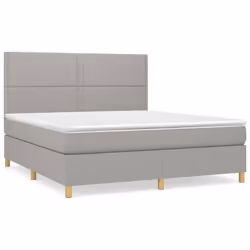 vidaXL Giroletto a Molle con Materasso Grigio Chiaro180x200 cm Tessuto - Vista aggiuntiva 2