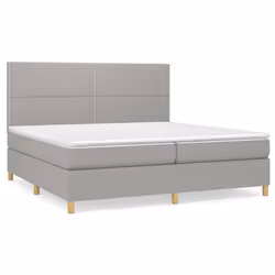 vidaXL Giroletto a Molle con Materasso Grigio Chiaro 200x200cm Tessuto - Vista aggiuntiva 2