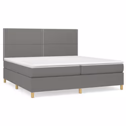 vidaXL Giroletto a Molle con Materasso Grigio Scuro 200x200 cm Tessuto - Vista aggiuntiva 2