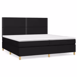 vidaXL Giroletto a Molle con Materasso Nero 200x200 cm in Tessuto - Vista aggiuntiva 2