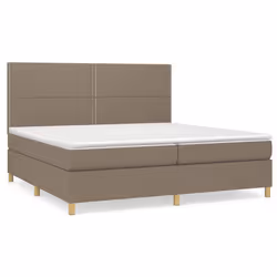 vidaXL Giroletto a Molle con Materasso Tortora 200x200 cm in Tessuto - Vista aggiuntiva 2