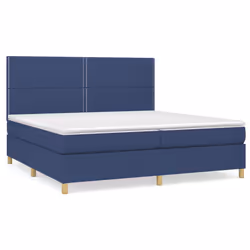 vidaXL Giroletto a Molle con Materasso Blu 200x200 cm in Tessuto - Vista aggiuntiva 2