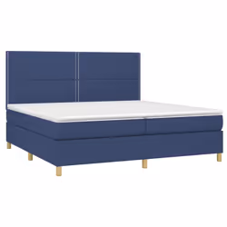 vidaXL Giroletto a Molle con Materasso Blu 200x200 cm in Tessuto - Vista aggiuntiva 3