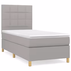 vidaXL Giroletto a Molle con Materasso Grigio Chiaro 80x200 cm Tessuto - Vista aggiuntiva 2