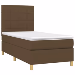 vidaXL Giroletto a Molle con Materasso Marrone Scuro 90x200 cm Tessuto - Vista aggiuntiva 3