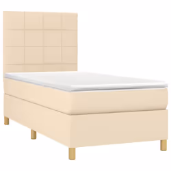 vidaXL Giroletto a Molle con Materasso Crema 90x200 cm inTessuto - Vista aggiuntiva 3
