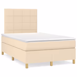 vidaXL Giroletto a Molle con Materasso Crema 120x200 cm in Tessuto - Vista aggiuntiva 2