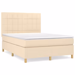 vidaXL Giroletto a Molle con Materasso Crema 140x200 cm in Tessuto - Vista aggiuntiva 2