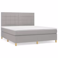 vidaXL Giroletto a Molle con Materasso Grigio Chiaro160x200 cm Tessuto - Vista aggiuntiva 2