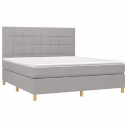 vidaXL Giroletto a Molle con Materasso Grigio Chiaro160x200 cm Tessuto - Vista aggiuntiva 3