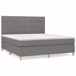 vidaXL Giroletto a Molle con Materasso Grigio Scuro 160x200 cm Tessuto - Vista aggiuntiva 2