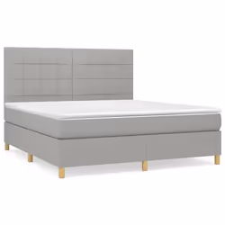 vidaXL Giroletto a Molle con Materasso Grigio Chiaro180x200 cm Tessuto - Vista aggiuntiva 2